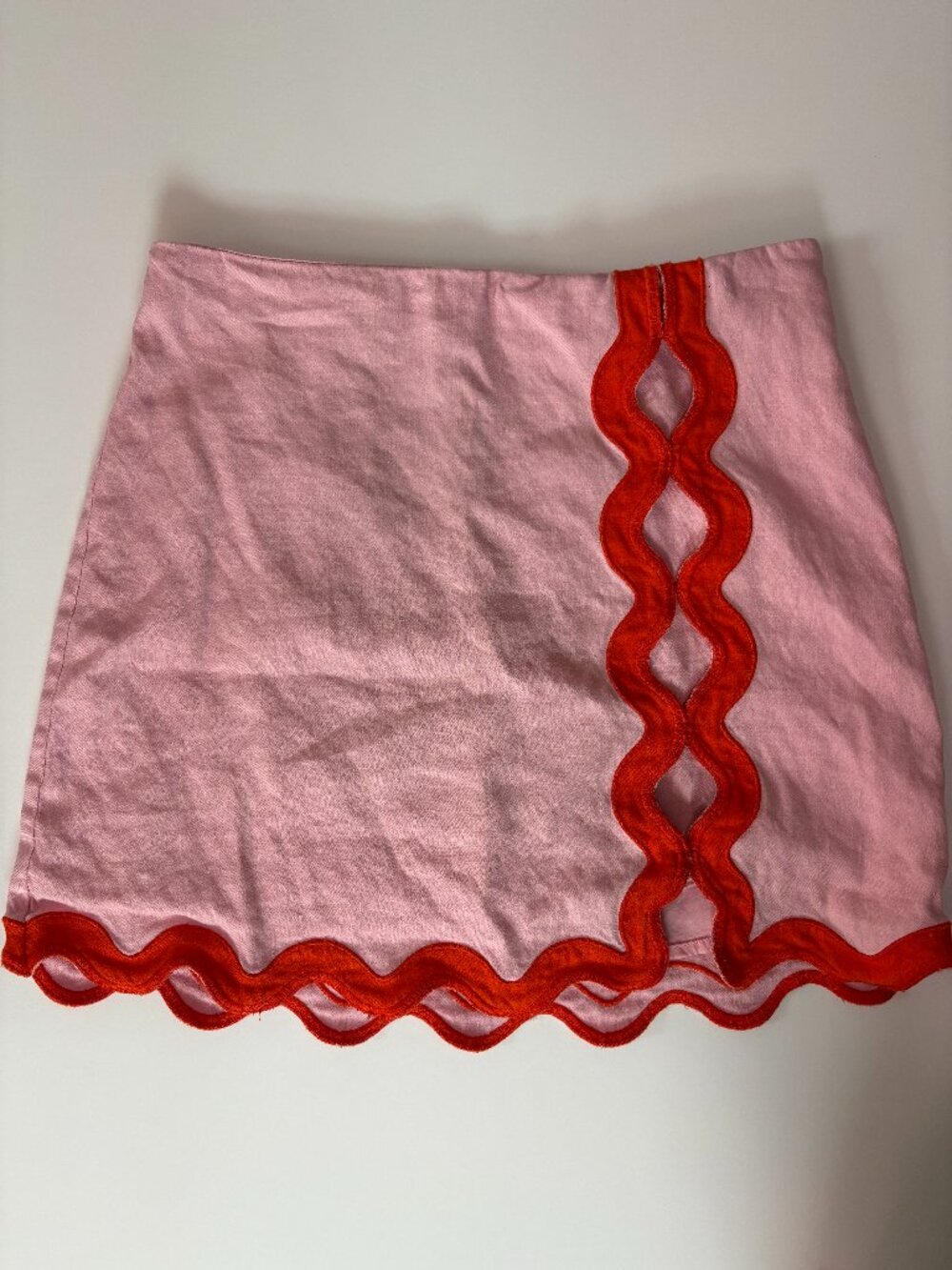 Maeve Anthropologie Rickrack mini skirt pink/red size S Small